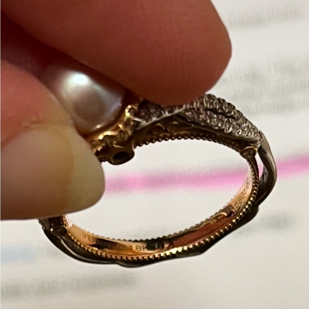Verragio Gold and Cream Vintage Engagement Ring - Picture 4 of 10